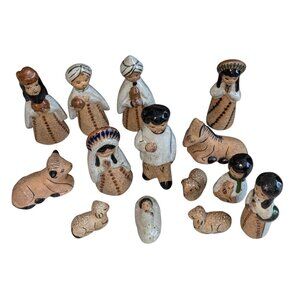 Tonala 14-Piece Ceramic Nativity Handcrafted Figurines Christmas Decor